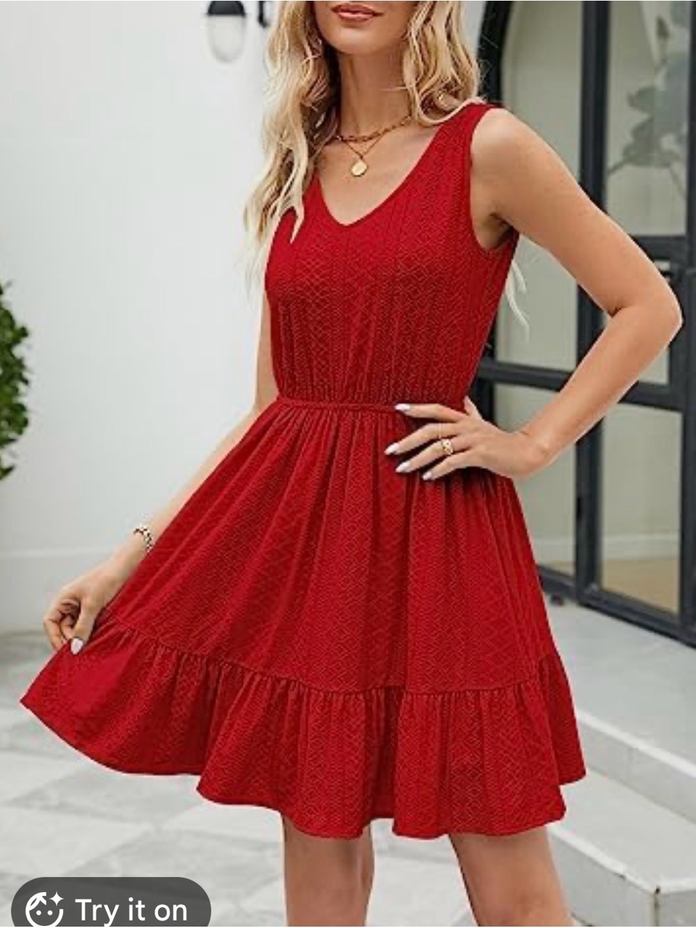 HELYO  SIZE XL 
Bright Red
V-Neck Sleeveless 
Summer Dress